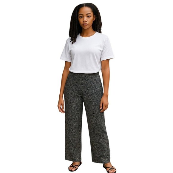 Nygard Collection Womens Silk Blend Wide Leg Floral Pants SZ 12 Boho Chic Retro - Picture 5 of 12